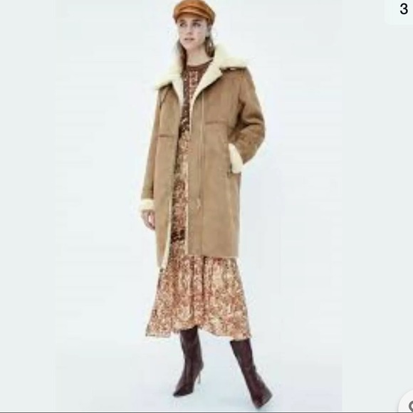 ❤️ ♥️ LAST size M ♥️ ❤️ NWT ZARA FAUX SUEDE LONG BIKER JACKET - Picture 5 of 14